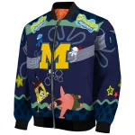 custom michigan wolverines spongebob playtime blue bomber jacket best selling