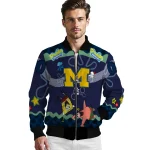 custom michigan wolverines spongebob playtime blue bomber jacket best selling