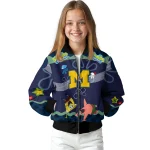 custom michigan wolverines spongebob playtime blue bomber jacket best selling