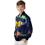 custom michigan wolverines spongebob playtime blue bomber jacket best selling