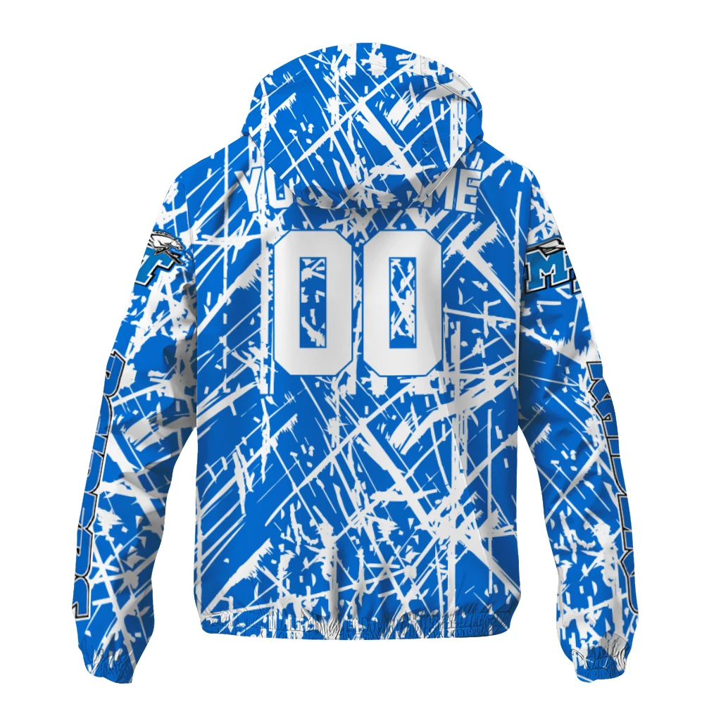 custom middle tennessee blue raiders brushstroke pattern blue windbreaker jacket fashion forward custom middle tennessee blue raiders brushstroke pattern blue windbreaker jacket fashion forward