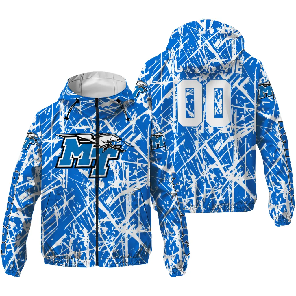 custom middle tennessee blue raiders brushstroke pattern blue windbreaker jacket high quality custom middle tennessee blue raiders brushstroke pattern blue windbreaker jacket high quality