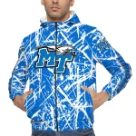 custom middle tennessee blue raiders brushstroke pattern blue windbreaker jacket best selling