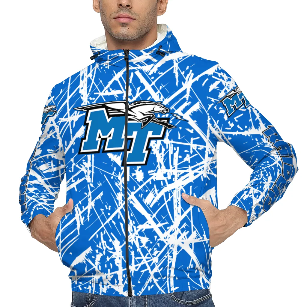 custom middle tennessee blue raiders brushstroke pattern blue windbreaker jacket top rated custom middle tennessee blue raiders brushstroke pattern blue windbreaker jacket top rated