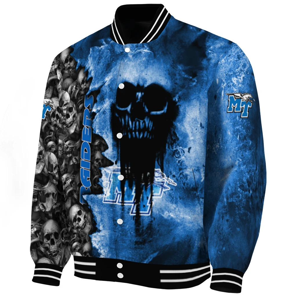 custom middle tennessee blue raiders skull cluster blue varsity jacket best selling custom middle tennessee blue raiders skull cluster blue varsity jacket best selling