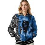 custom middle tennessee blue raiders skull cluster blue varsity jacket best selling
