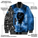 custom middle tennessee blue raiders skull cluster blue varsity jacket best selling