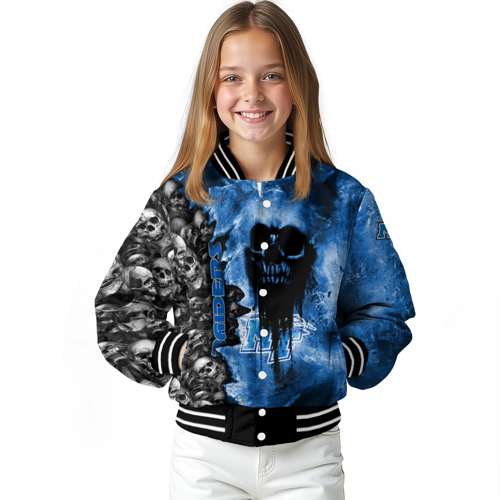 custom middle tennessee blue raiders skull cluster blue varsity jacket top rated custom middle tennessee blue raiders skull cluster blue varsity jacket top rated