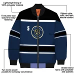 custom milwaukee brewers stripe statement navy blue black bomber jacket best selling