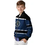 custom milwaukee brewers stripe statement navy blue black bomber jacket best selling