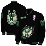 custom milwaukee bucks claw edge black varsity jacket best selling