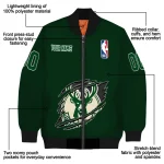 custom milwaukee bucks claw slash green bomber jacket best selling