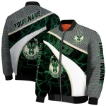 custom milwaukee bucks electric flash green bomber jacket best selling