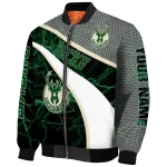 custom milwaukee bucks electric flash green bomber jacket best selling