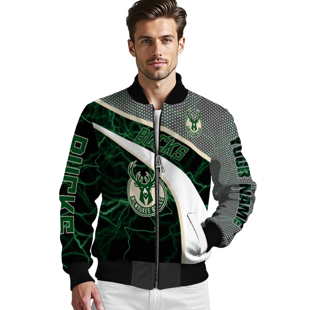 custom milwaukee bucks electric flash green bomber jacket high quality custom milwaukee bucks electric flash green bomber jacket high quality
