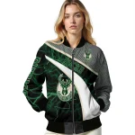 custom milwaukee bucks electric flash green bomber jacket best selling