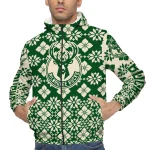 custom milwaukee bucks geometric blossom green windbreaker jacket best selling