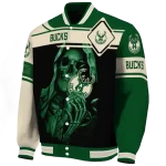 custom milwaukee bucks reaper hands green black varsity jacket best selling