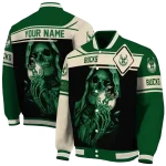 custom milwaukee bucks reaper hands green black varsity jacket best selling