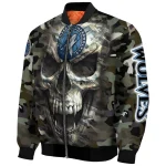custom minnesota timberwolves camouflage skull camouflage bomber jacket best selling