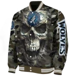 custom minnesota timberwolves camouflage skull camouflage varsity jacket best selling