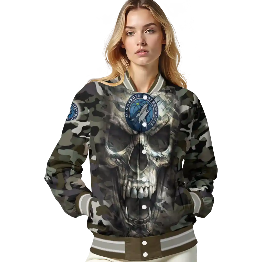 custom minnesota timberwolves camouflage skull camouflage varsity jacket latest model custom minnesota timberwolves camouflage skull camouflage varsity jacket latest model