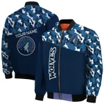 custom minnesota timberwolves camouflage style midnight blue bomber jacket best selling