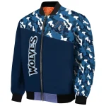 custom minnesota timberwolves camouflage style midnight blue bomber jacket best selling