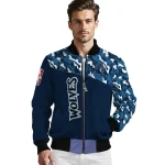 custom minnesota timberwolves camouflage style midnight blue bomber jacket best selling