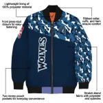 custom minnesota timberwolves camouflage style midnight blue bomber jacket best selling