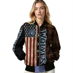 custom minnesota timberwolves flag wood brown bomber jacket best selling