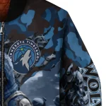 custom minnesota timberwolves skull horde midnight blue bomber jacket best selling