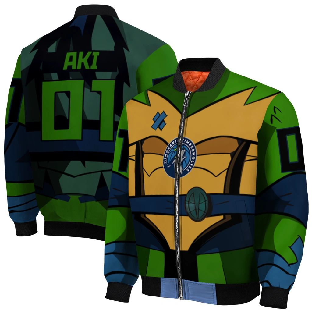 custom minnesota timberwolves turtle armor bomber jacket best selling custom minnesota timberwolves turtle armor bomber jacket best selling