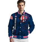 custom minnesota twins us flag claws navy varsity jacket best selling