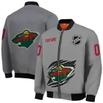custom minnesota wild claw streak grey bomber jacket best selling
