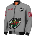 custom minnesota wild claw streak grey bomber jacket best selling