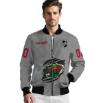 custom minnesota wild claw streak grey bomber jacket best selling