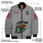custom minnesota wild claw streak grey bomber jacket best selling