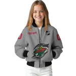 custom minnesota wild claw streak grey bomber jacket best selling