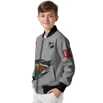 custom minnesota wild claw streak grey bomber jacket best selling