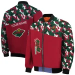 custom minnesota wild flag scratch effect red bomber jacket best selling