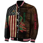 custom minnesota wild flag wood brown varsity jacket best selling