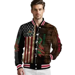 custom minnesota wild flag wood brown varsity jacket best selling
