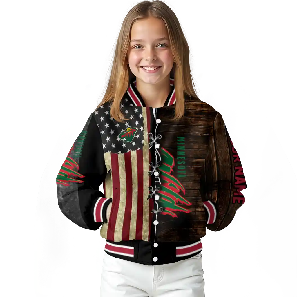 custom minnesota wild flag wood brown varsity jacket top rated custom minnesota wild flag wood brown varsity jacket top rated