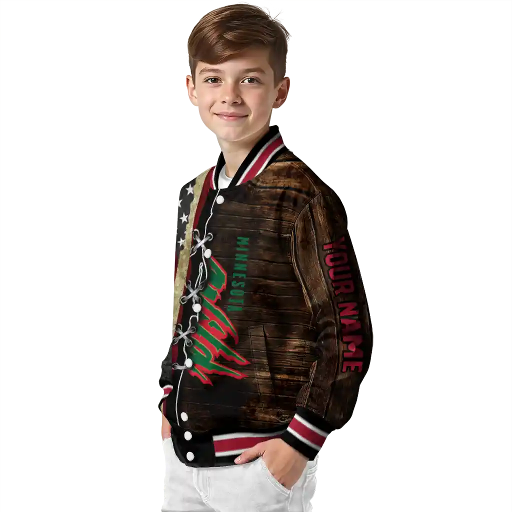 custom minnesota wild flag wood brown varsity jacket trendy custom minnesota wild flag wood brown varsity jacket trendy