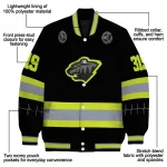 custom minnesota wild heartbeat accent black green varsity jacket best selling