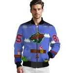 custom minnesota wild mario blocks blue black bomber jacket best selling