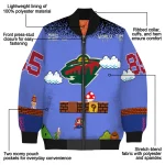 custom minnesota wild mario blocks blue black bomber jacket best selling