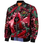 custom minnesota wild skull horde red bomber jacket best selling