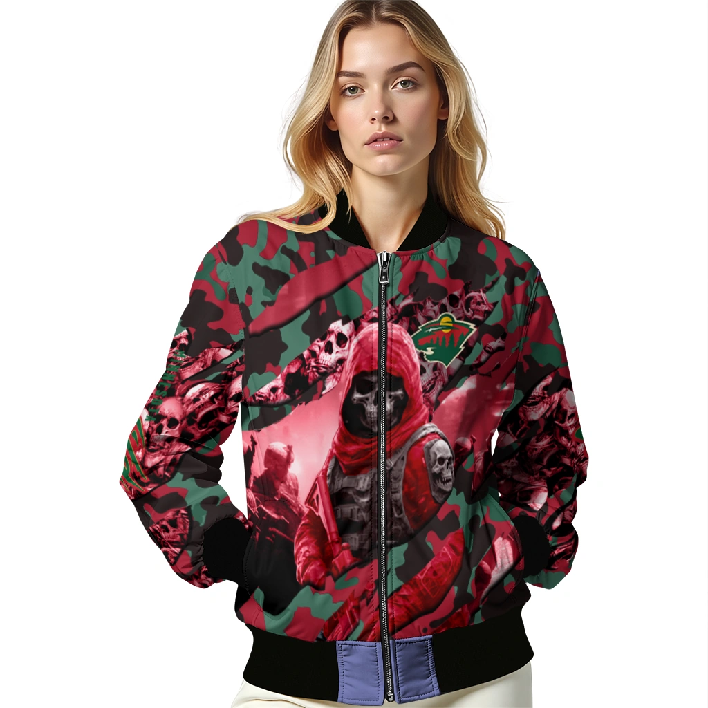 custom minnesota wild skull horde red bomber jacket latest model custom minnesota wild skull horde red bomber jacket latest model